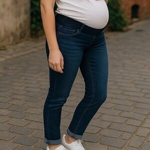 NWT Isabel Maternity Womens 00/24R X 28” Dark Blue Fading Expanding Side Panels